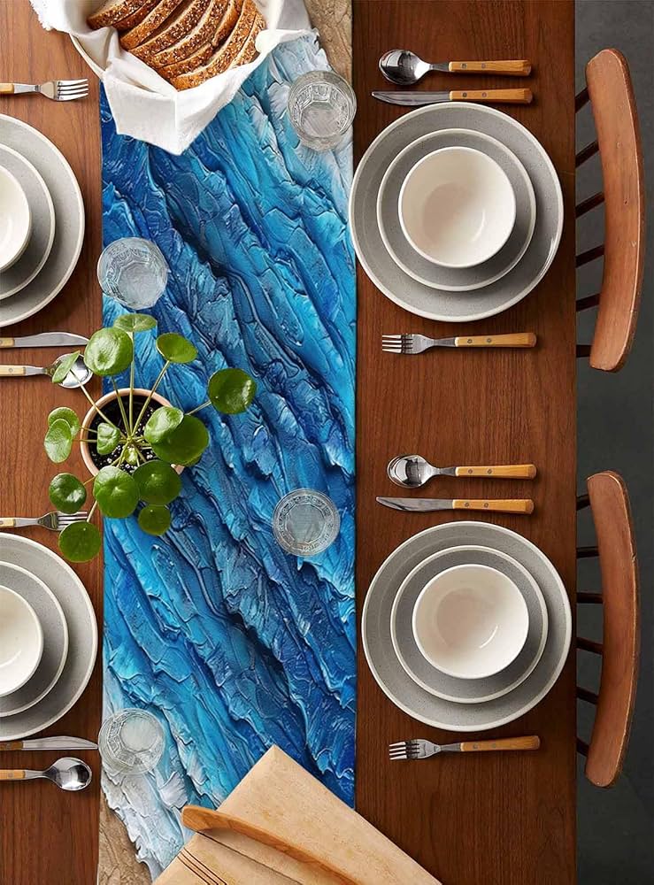 Amazon.com: Blue Coastal Waves Table Runner 90 Inches Long for Amazon.com: Blue Coastal Waves Table Runner 90 Inches Long for