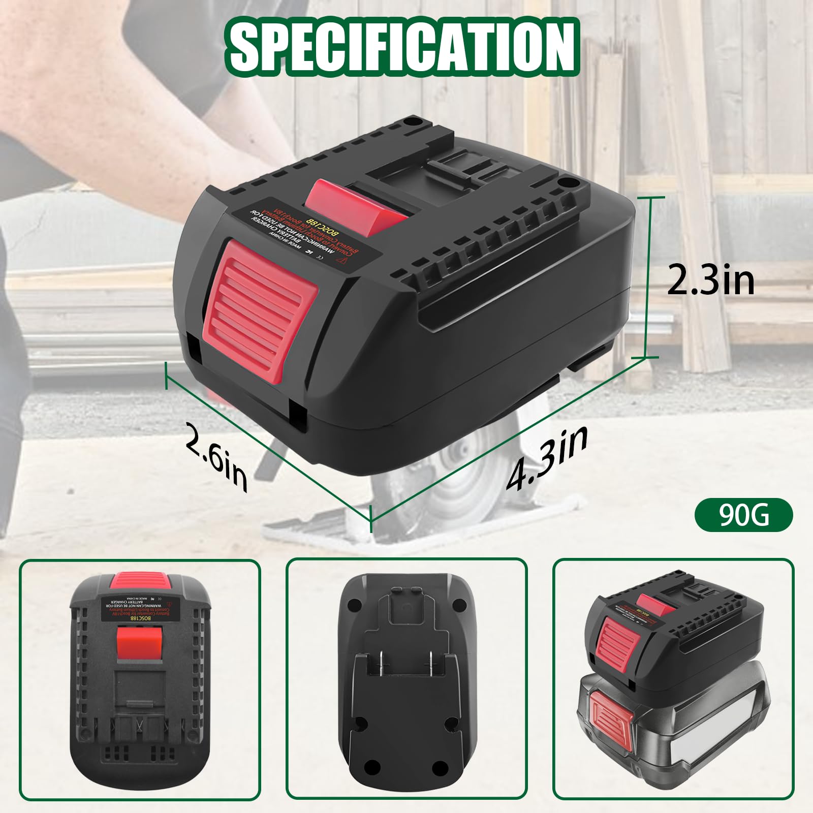 TPDL BOSC18B Adapter akumulatora do Bosch 18 V PBA Gloria do profesjonalnego elektronarzędzia Bosch 18 V adapter akumulatora TPDL konwersja na narzędzie GBA