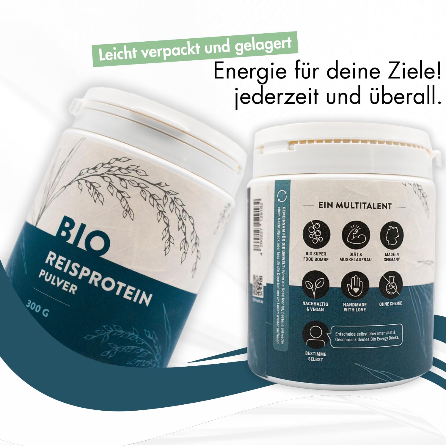 1001 Frucht Bio Reisprotein Pulver 90% - Reisproteinpulver Bio - Reisprotein Pulver - 300g Proteinpulver