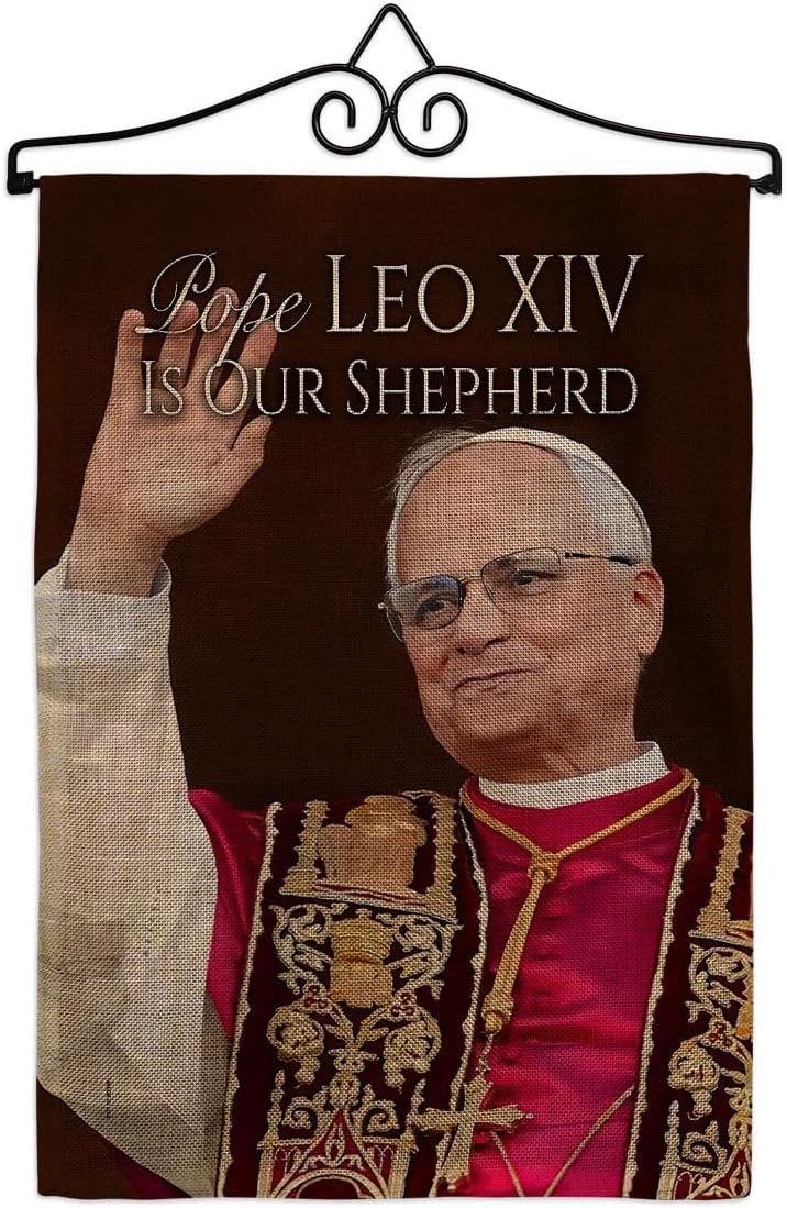 Catholic Flag Kit Hanger Wall Art Plaque Canvas Burlap Tapestry Catholic Church Decor Picture Prints Garden Cross Decorations American Papal Door Yard Sign Vatican Memorabilia Gifts