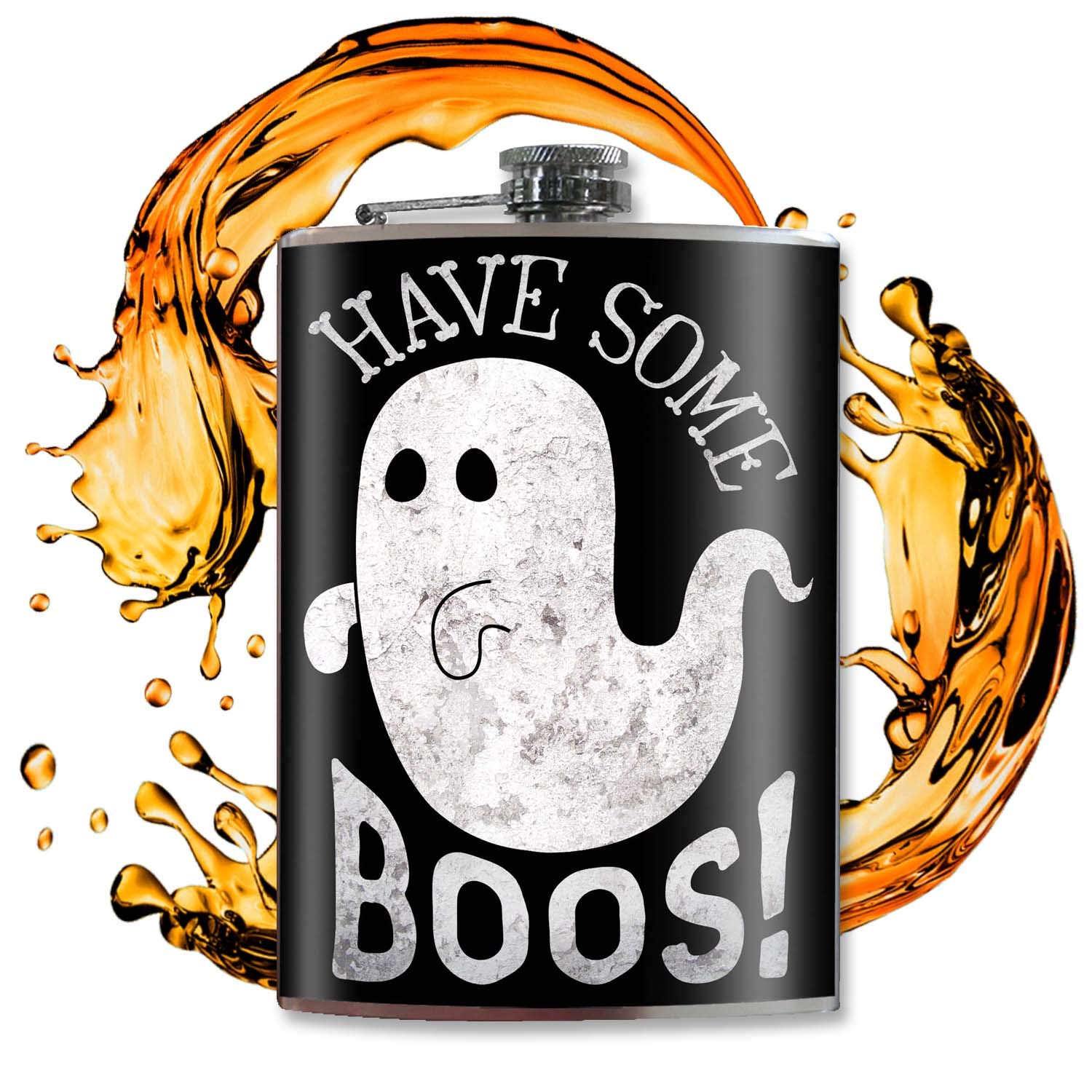 Have Some Boos! Paranormal Ghost Spooky Goth Goofy Halloween Costume Novelty - 8oz Stainless Steel Flask - come in a GIFT BOX - by Trixie & Milo