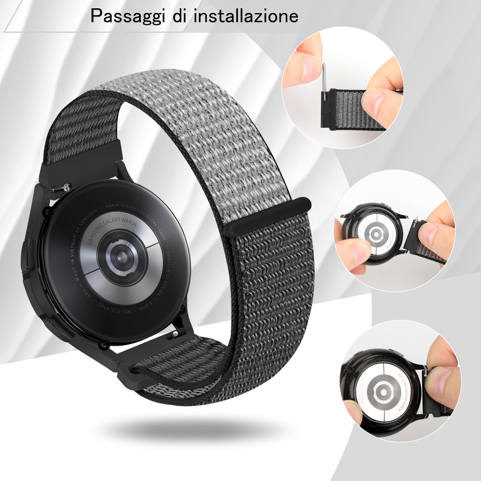 TumCez 18mm 19mm 20mm 22mm Cinturino per Uomo Donna,Regolabile Sgancio Rapido Cinturini Orologio in Nylon per Samsung/Garmin/Fossil/Amazfit/Huawei Orologio