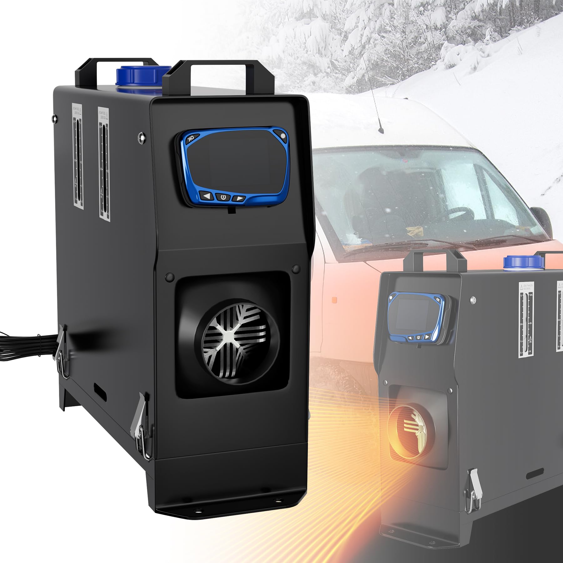 Froadp 8KW Diesel Standheizung 12V Dieselheizung Vertikal Luftheizung mit LCD Fernbedienung & Schalter & 5L Tank Air Lufterhitzer Kraftstoffheizung Heizöfen für Wohnmobile Auto PKW LKW (Schwarz)