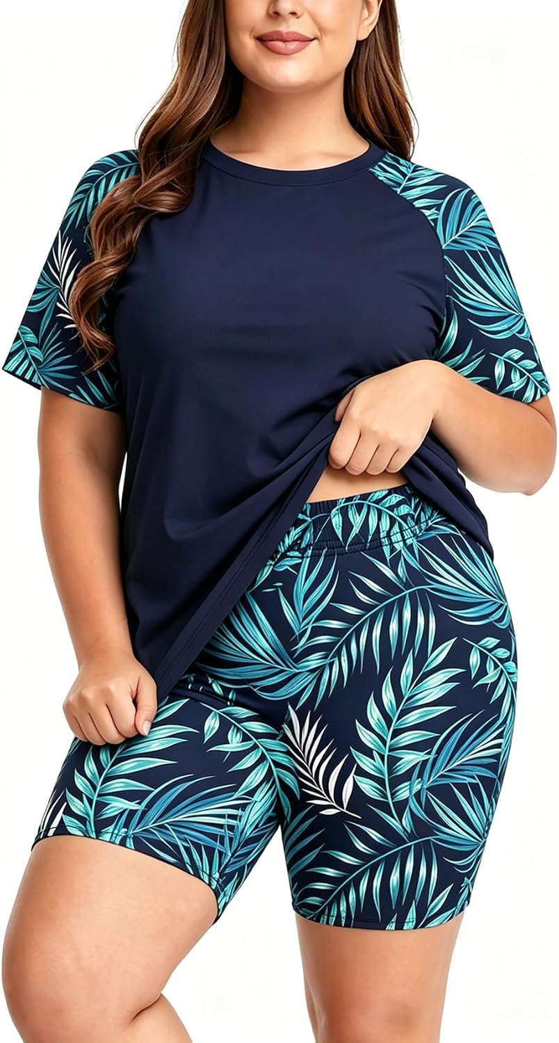 Inno 3 Piece Plus Size Swimsuit for Women Swim Bra Rash Guard Shirts with Boyshorts UPF 50+ Surfing Swimwear 2026