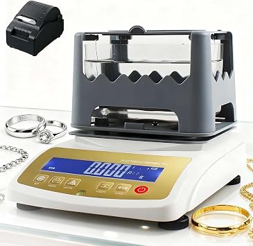Gold Purity Analyser Meter Digital Electronic Gold Purity Tester Machine, Silver Content Detector, Density Meter, For Accurate Silver, Alloy Detection Precision 0.001gW/Printer,MDJ600K