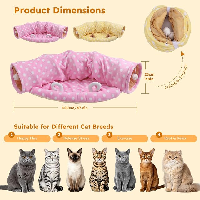 Foto 3 de 6 de PETCUTE Juguetes Túneles para Gatos Juguete Interactivo en casa Camas para Gatos Conejo Túneles Plegable