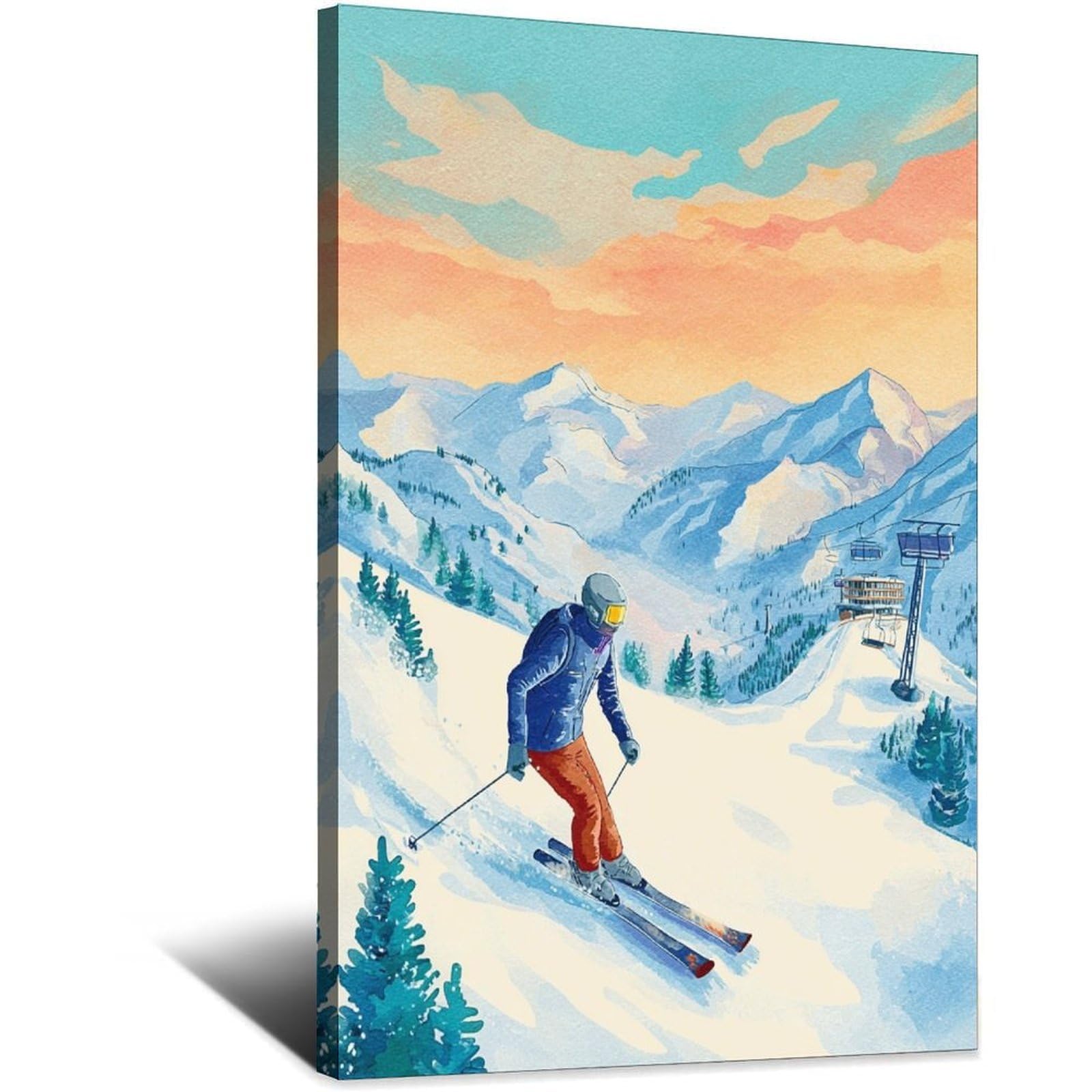 Sölden Austria Ski Poster 12x18inch(30x45cm) Vintage Watercolor Canvas Art