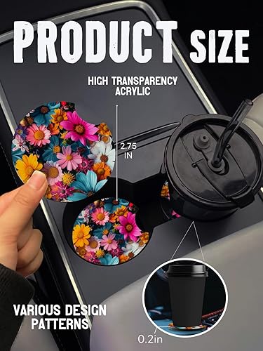 Miniatura 5 de Posavasos para automóvil, paquete de 2 posavasos para automóvil, 2.75 pulgadas, antideslizantes y absorbentes, para portavasos de automóvil,