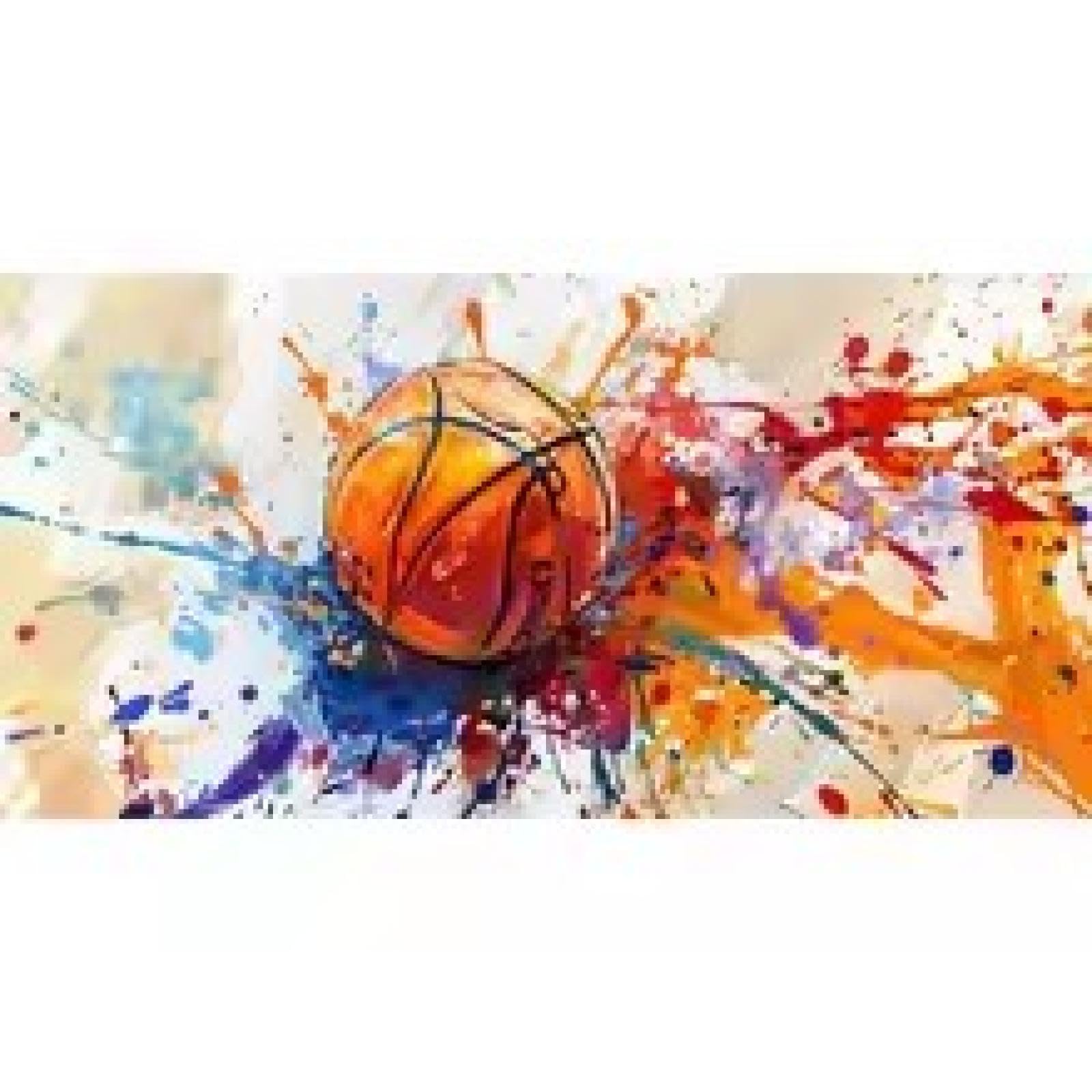 Toile abstraite colorée basket-ball avec cadre de 65x130 cm - 7