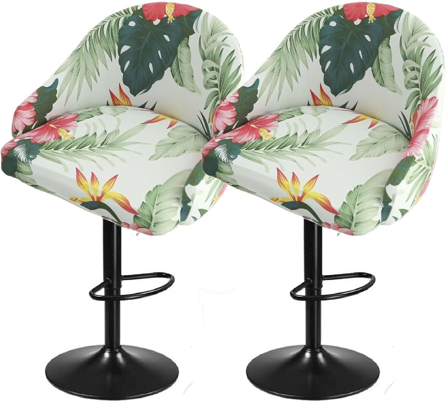 SDNAM Pub Bar Counter Stool Chair Covers with Back and Arms Set of 4/2/1 Stretch, Swivel Curved Kitchen Barstool Chair Cover Curved Back Bar Stool Slipcovers with Arms(H3,2PCS)