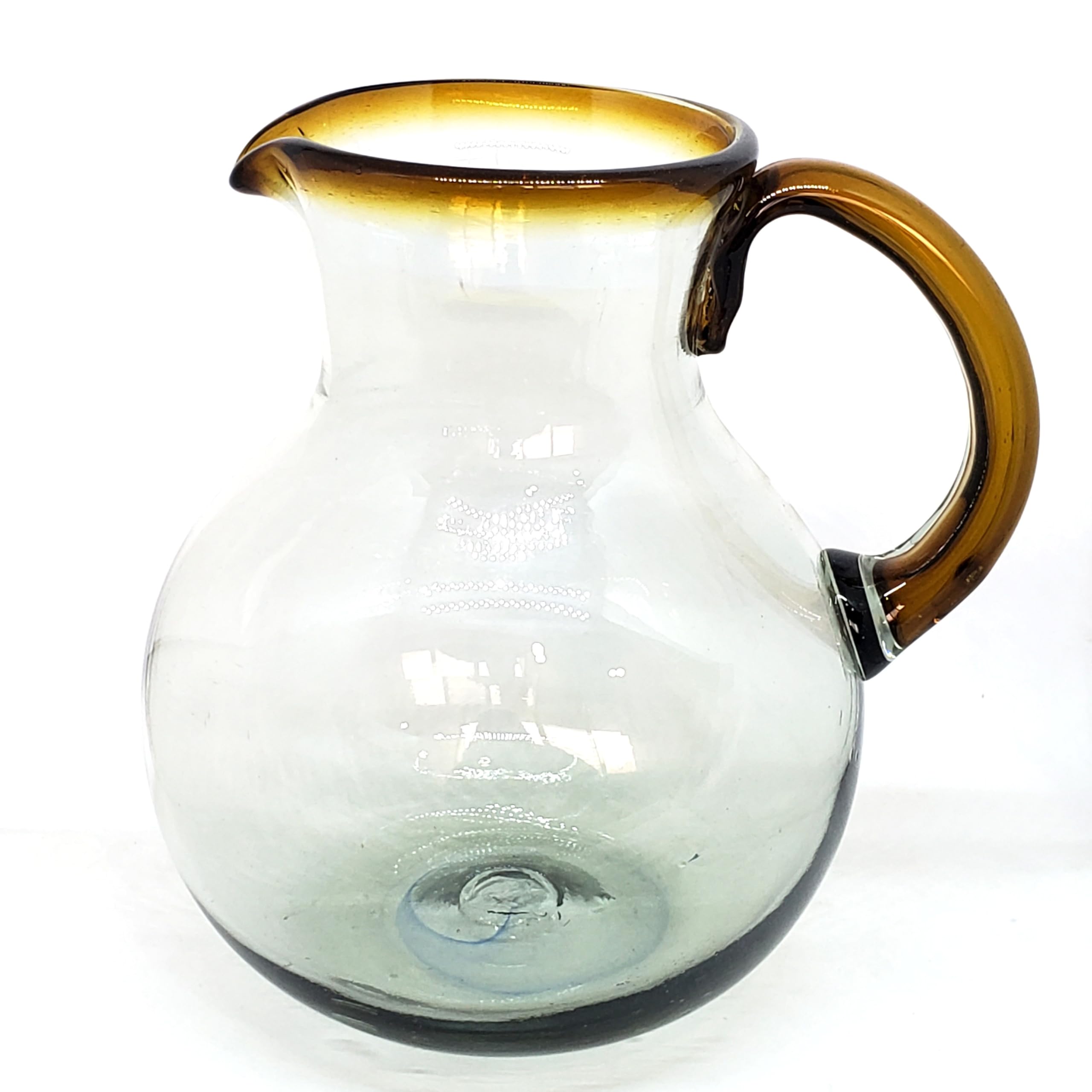 Amber Rim 120 oz Large Bola Pitcher, Recycled Glass, Lead-free, Toxin-Free (Pitcher)