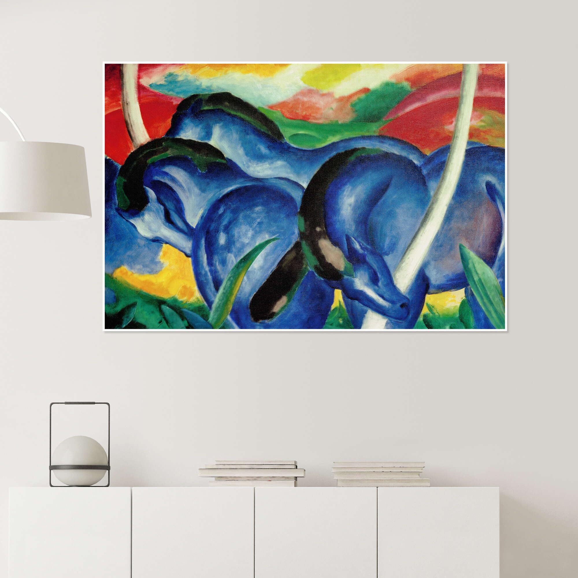 Posterlounge I grandi cavalli azzurri Poster | 120 x 80 cm di Franz Marc Blu Quadri Decorazione per pareti