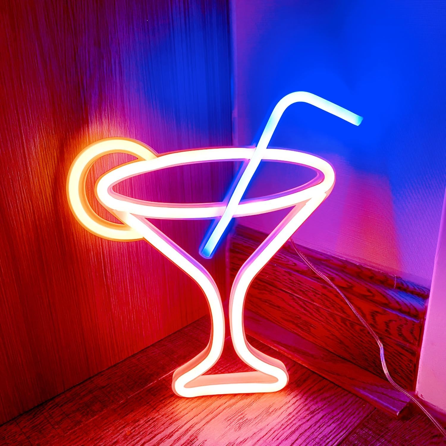 Led Cocktails Neon Sign,Wine Glass Neon Light Battery and USB Dual Powered Bar Neon Night Light Signs for Wall Decor,Cocktails Night Lamp for Bar, Club, Cocktail Bar, Restaurant, Shop - Image 5