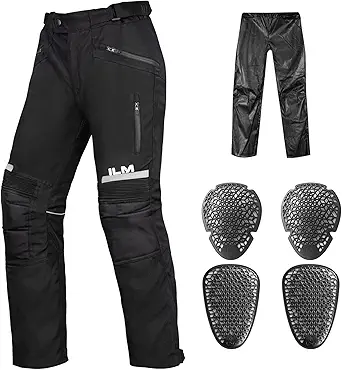 ILM Motorcycle Motocross Riding Pants Mens Detachable Waterproof Liner CE Armored All Season Model PO1N