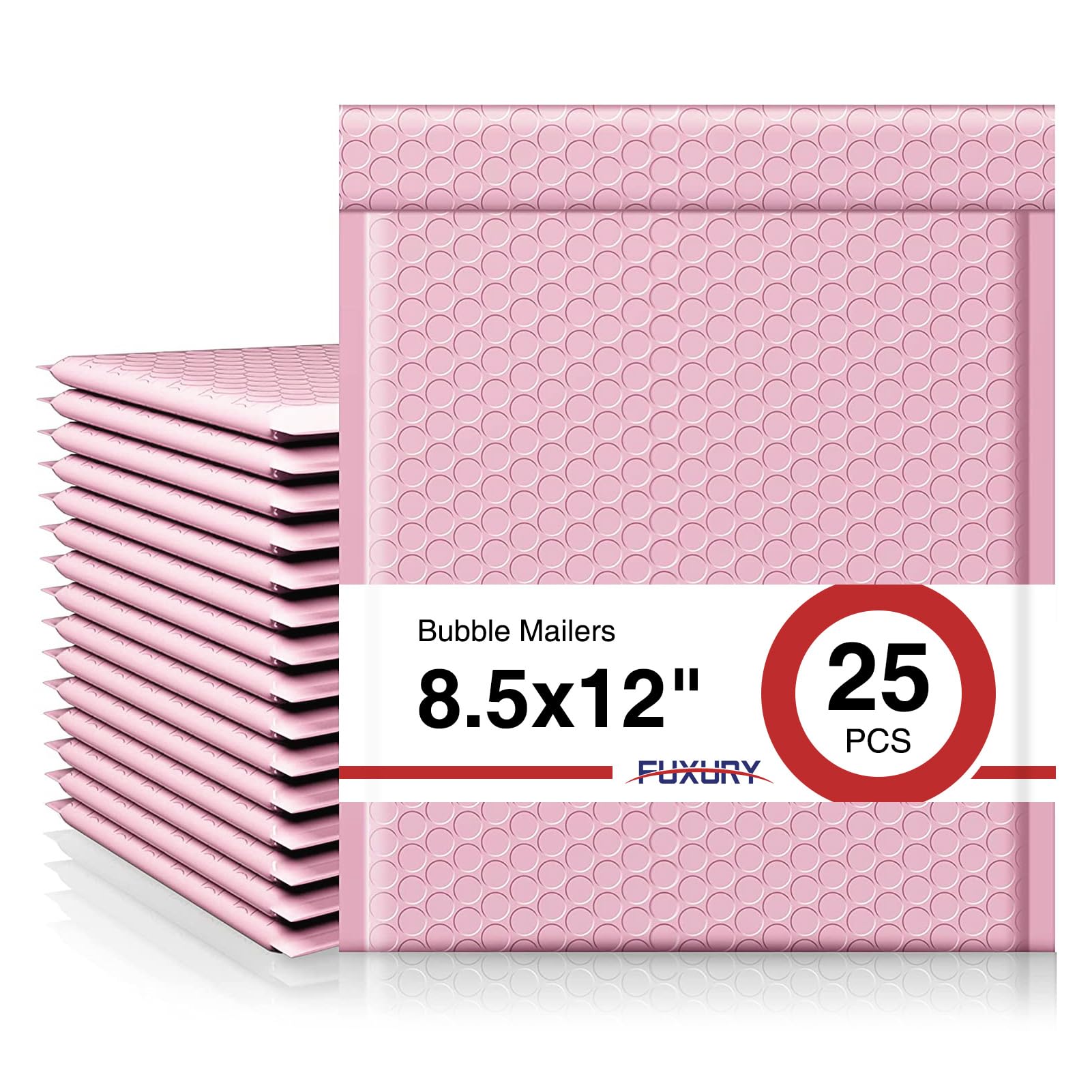 Fuxury Bubble Mailer 8.5x12,Light Pink#2 Poly Bubble Mailers,Self Seal Padded Envelopes,Waterproof Mailing Envelopes,Cushioning Packaging Bags for