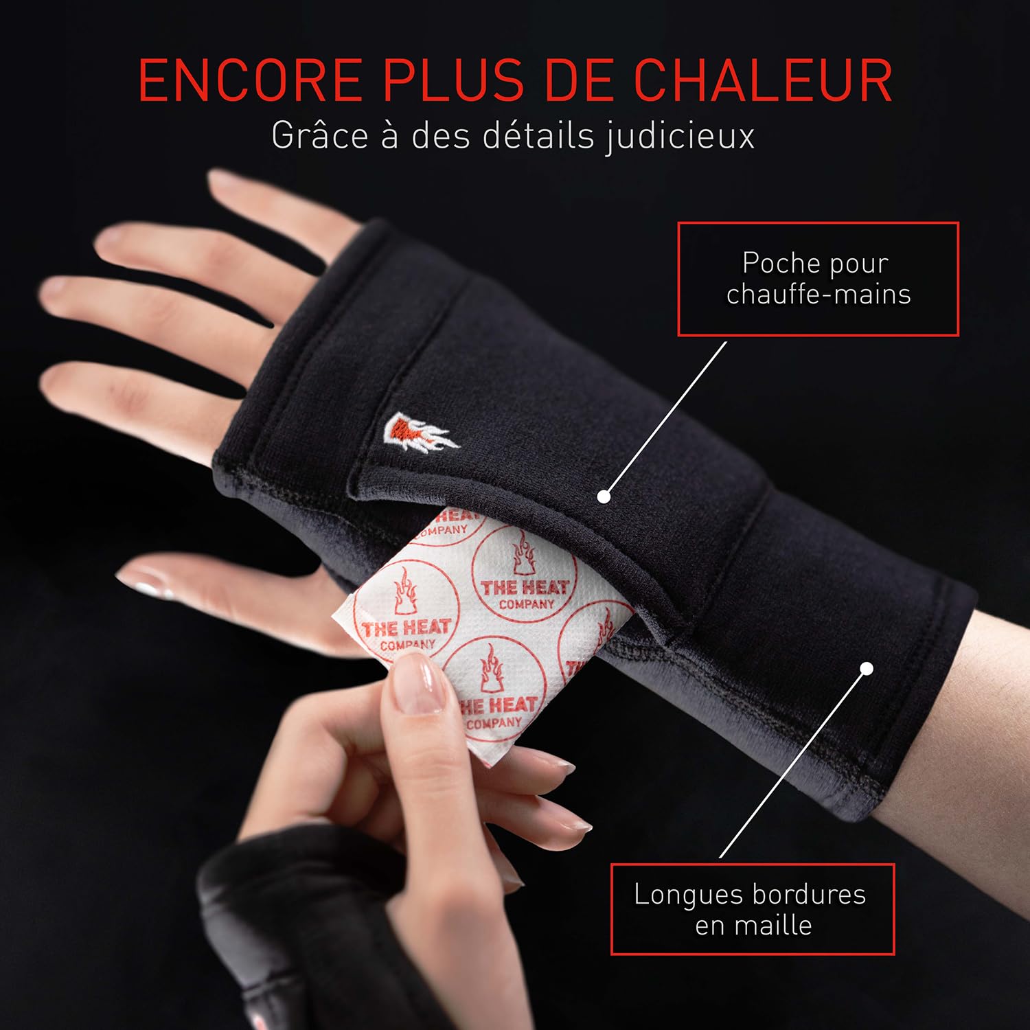 THE HEAT COMPANY - Merino Tube - Gants sans Doigts en Laine mérinos - Qualité Premium - Chauffe Poignets pour Femme et Homme - Gants Demi Doigts pour l'hiver