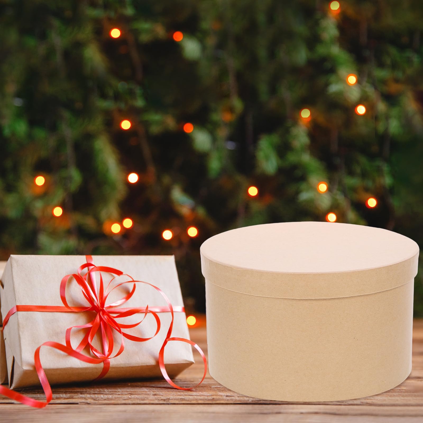 GALPADA Set di 1 Scatola Regalo Rotonda in Carta Kraft Color Cachi, Elegante e Delicata, per Decorazioni da Stanza e Confezioni Regalo Dolci Inclusi