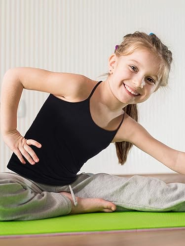 Miniatura 4 de Boao Camisetas sin mangas de baile para niñas, camisetas sin mangas con espalda cruzada, camisetas con tirantes delgados, ropa de baile, camisetas