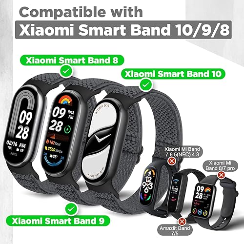 Miniatura 3 de Bcuckood Bandas elásticas compatibles con Xiaomi Mi Band 8, mujeres y hombres, correa elástica de nailon suave de repuesto para Xiaomi Mi Band 8, 3
