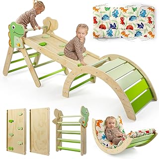 Montessori-Kletterdreieck mit Rutsche, Dino-Design