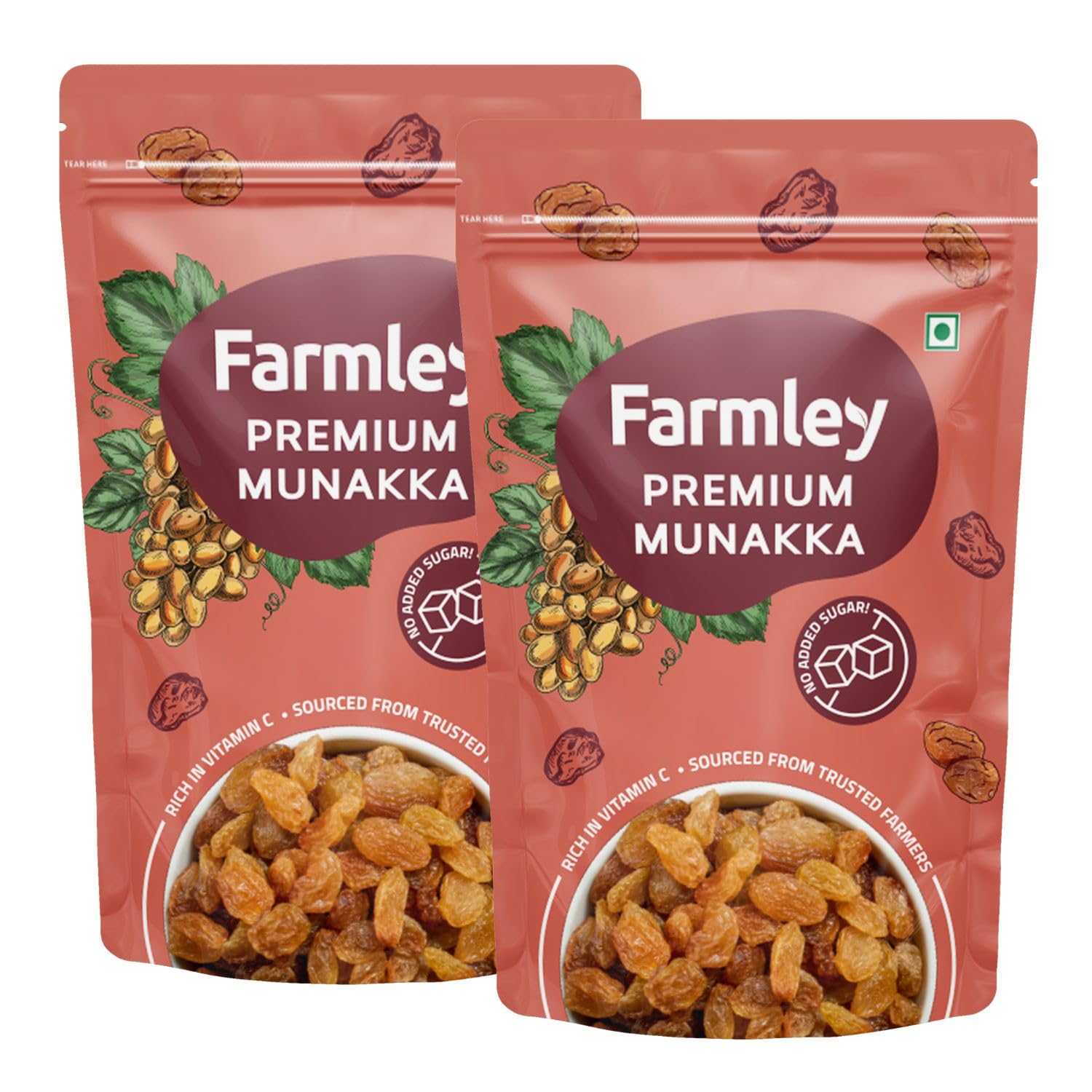 Farmley Premium Munakka Raisins - 200 gram I Healthy Dried Fruits (Pack of 2)