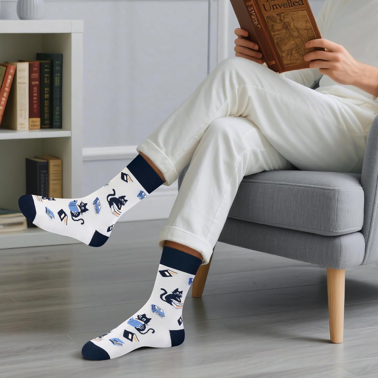 AGRIMONY Funny Teacher Appreciation Gifts for Men Women-Fun Novelty Book Cat Socks -Christmas Birthday Gift Stocking Stuffers - Image 2