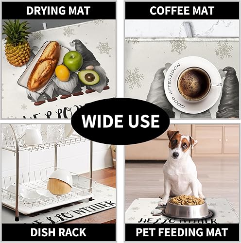 Vista 519 de Tapete de secado de platos con hojas de palma tropicales para encimera de cocina, 18 x 24 pulgadas, tapete de secado de cocina Monstera verde