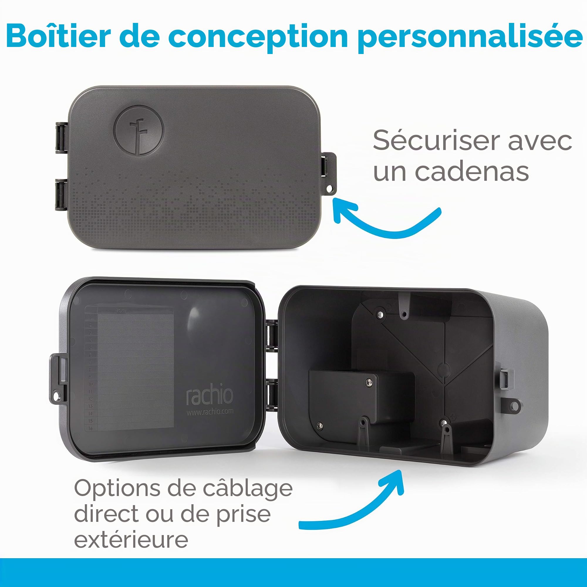 Rachio Compatible avec arroseur 3 contrôleurs intelligents, boîtier extérieur résistant aux intempéries