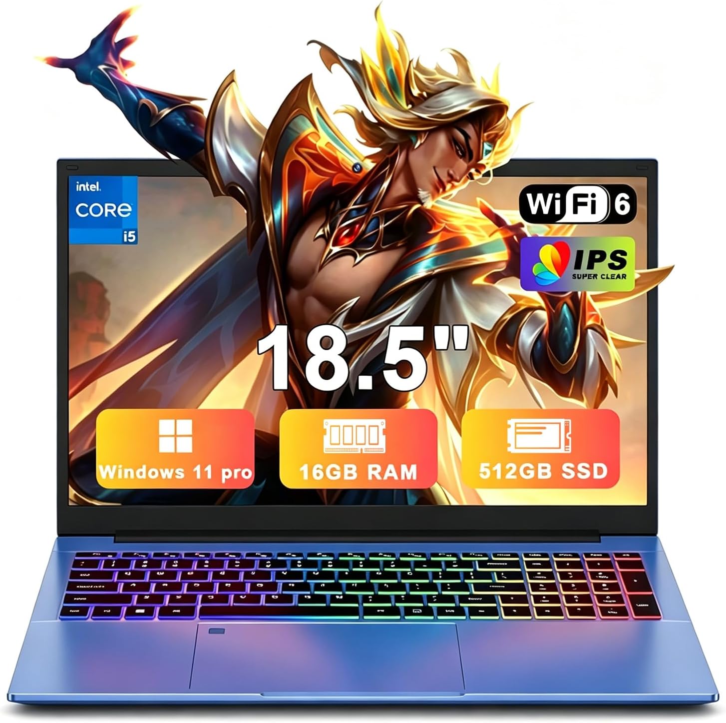 XNQ Laptop Computer, 18 Inch Gaming Laptop 2026, Window 11 Pro Lap Top PC, Core i5-1038NG7, 16GB RAM 1TB TF Expand, 512GB SSD, 1080p FHD IPS, Fingerprint, Wifi6 Business, School, Work, Student, Kids