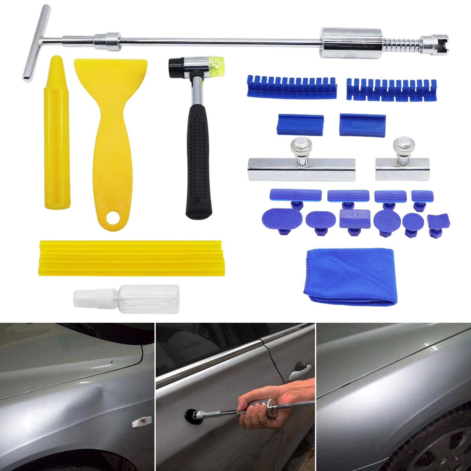 Kit de Reparación de Abolladuras para Coche Intenso y Multifuncional | de Extracción para Carrocería para Moto Principiantes y Expertos en Emergencia