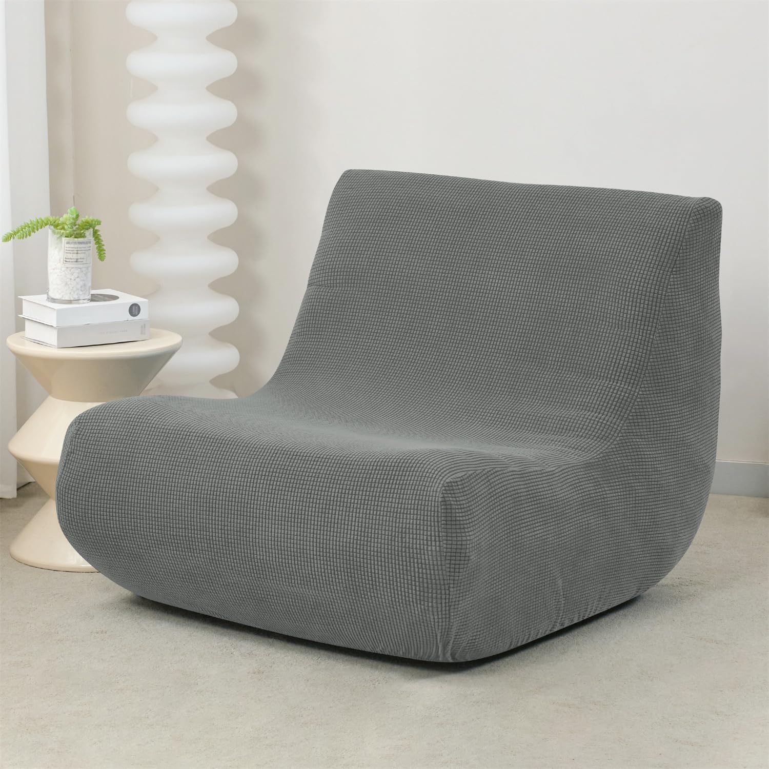 Mateju Copridivano Senza Braccioli Elasticizzato, Jacquard Pigro Copridivano Fodera per Sedia 1 Posti | Antiscivolo Sofa Protettore per Soggiorno Sedia Hotel Salotto -Grigio Scuro
