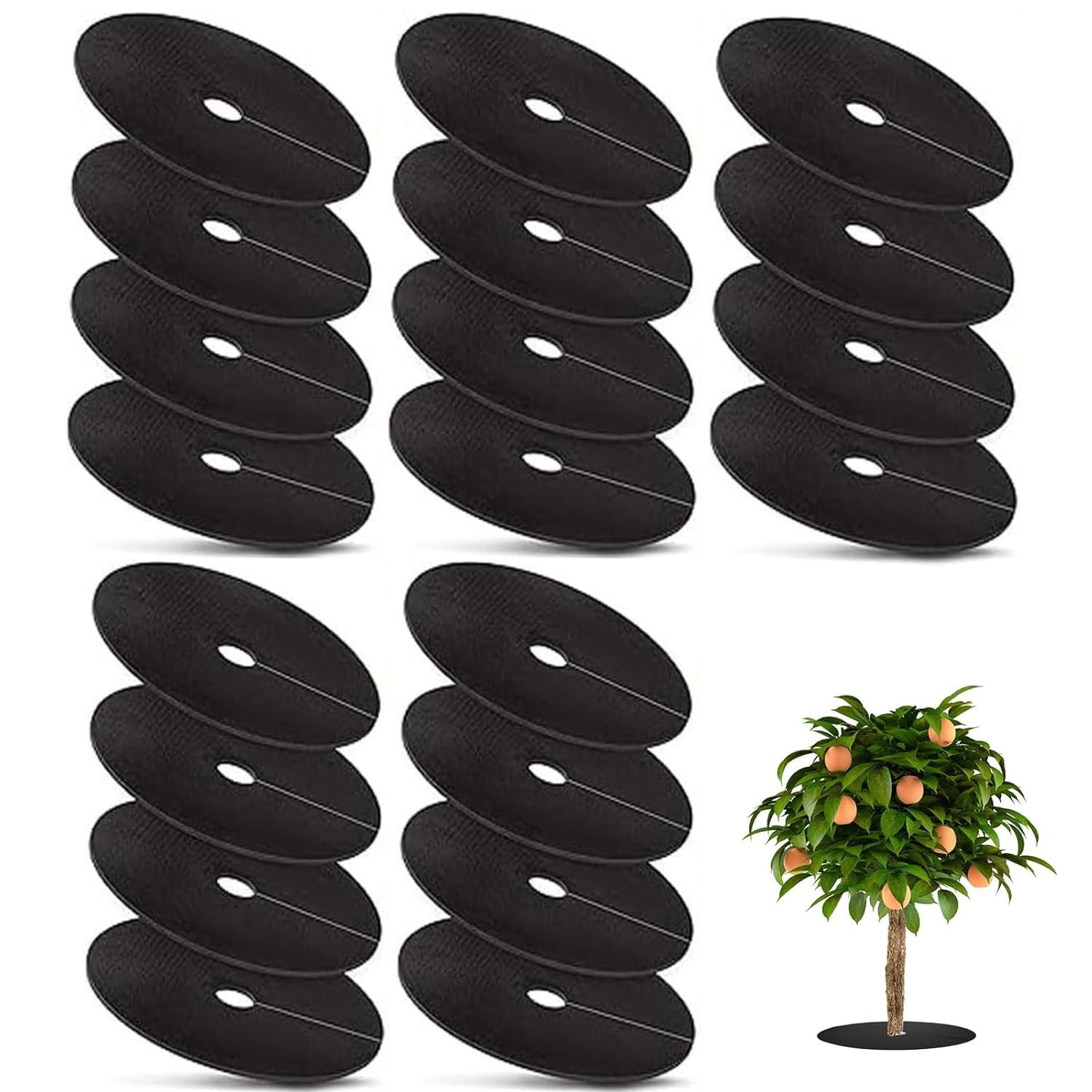 MEISO 20 Pezzi Dischi Pacciamatura per Alberi, Anelli Pacciamatura per Alberi Non Tessuto, Tappetino Pacciamante Anti-Erbacce Rotondo, Tappetino Protezione Albero per Controllo delle Erbacce (32cm)