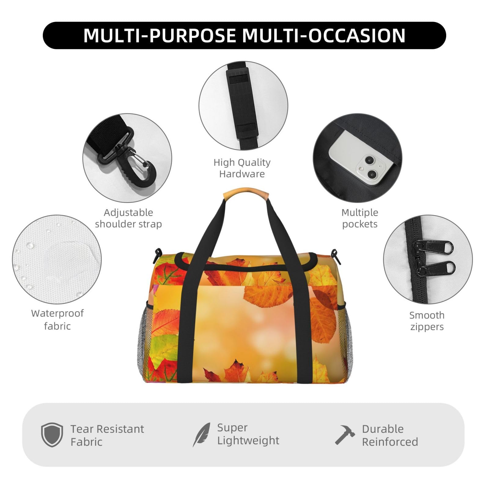 Bolsa de viaje de otoño grande, plegable, impermeable, para la noche, playa, natación, piscina, deportes, gimnasio