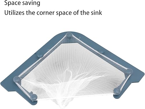 Miniatura 3 de Threerack - Colador de esquina de malla de algodón que ahorra espacio, versátil y práctico para restos de cocina sobrantes (azul)