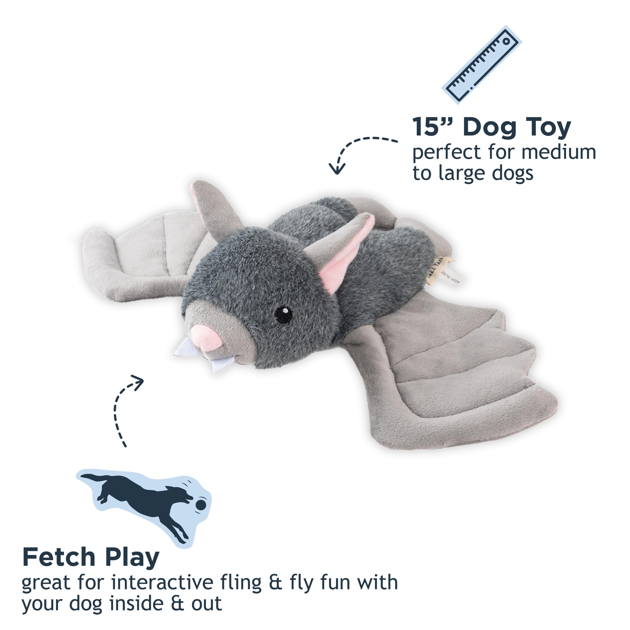 Tall Tails Fling and Fetch Jouet en peluche pour chien chauve-souris