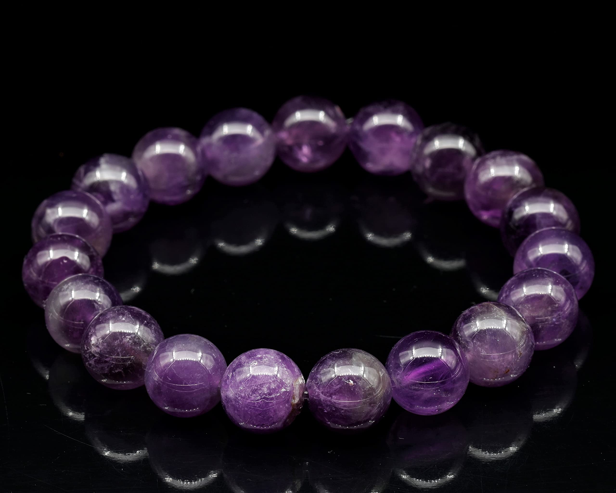 Dehnbares Armband mit natürlichen Amethystperlen, echter lila Kristall, Wassermann, Edelstein elastisch, 8 mm Perlen, Modeschmuck