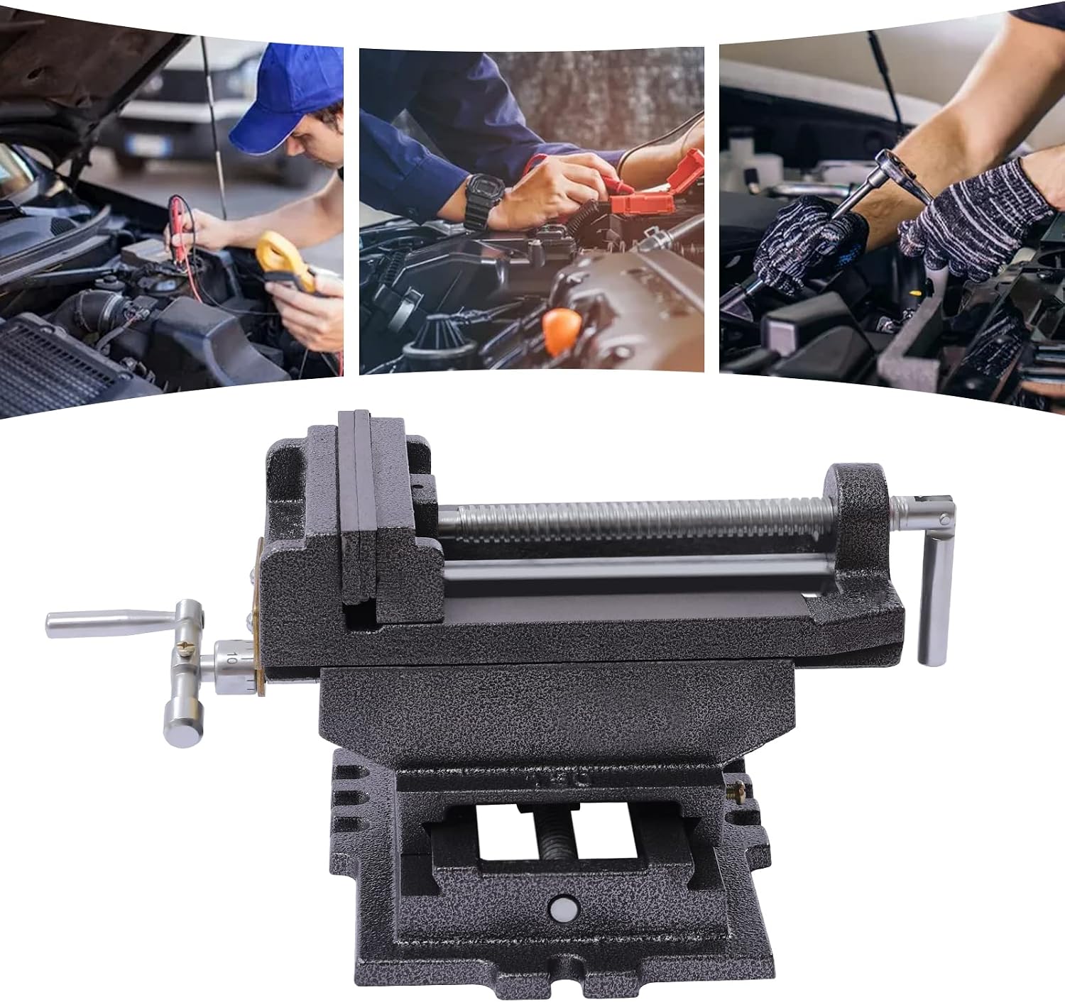 Cross Slide Drill Press Vise, 6 Inch X-Y Heavy Duty Clamp Machine Vice Holder Clamping Tool Compound Cross Slide Vise for Mini Drill Milling Machine (6 Inch)