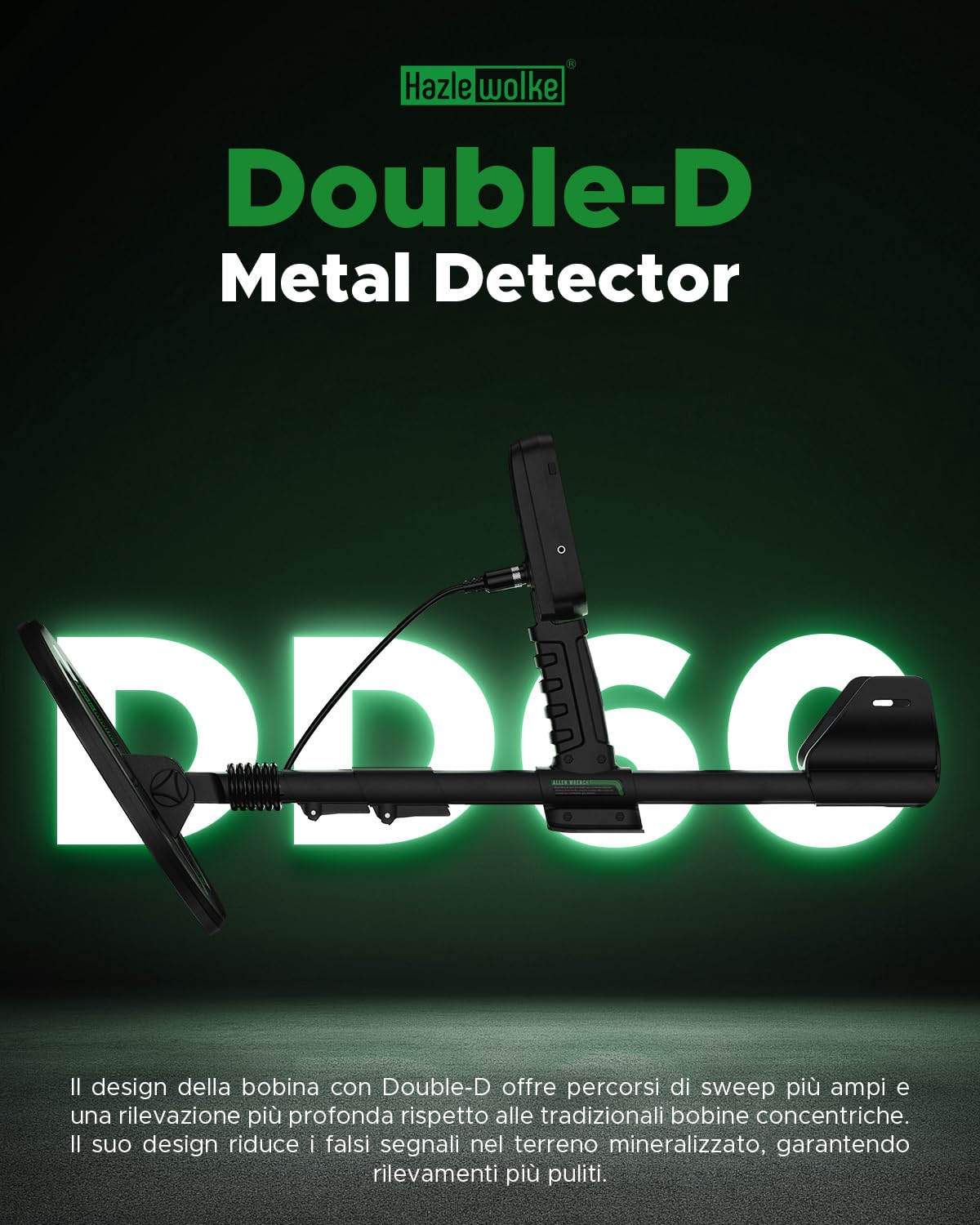 120 CM MAX Profondità Massima Metal Detector Professionale Oro, Bobina Impermeabile Da 11''DD, Metaldetektor ad Alta Sensibilità, Modalità Professionale 5 con Pinpoint