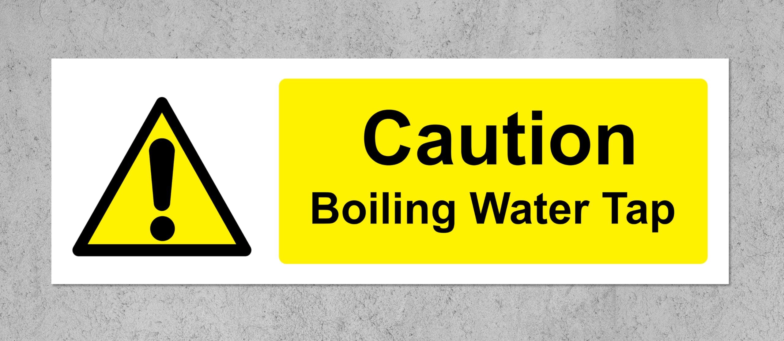 Caution Boiling Water Tap safety sign - Self adhesive sticker (300mm x 100mm)