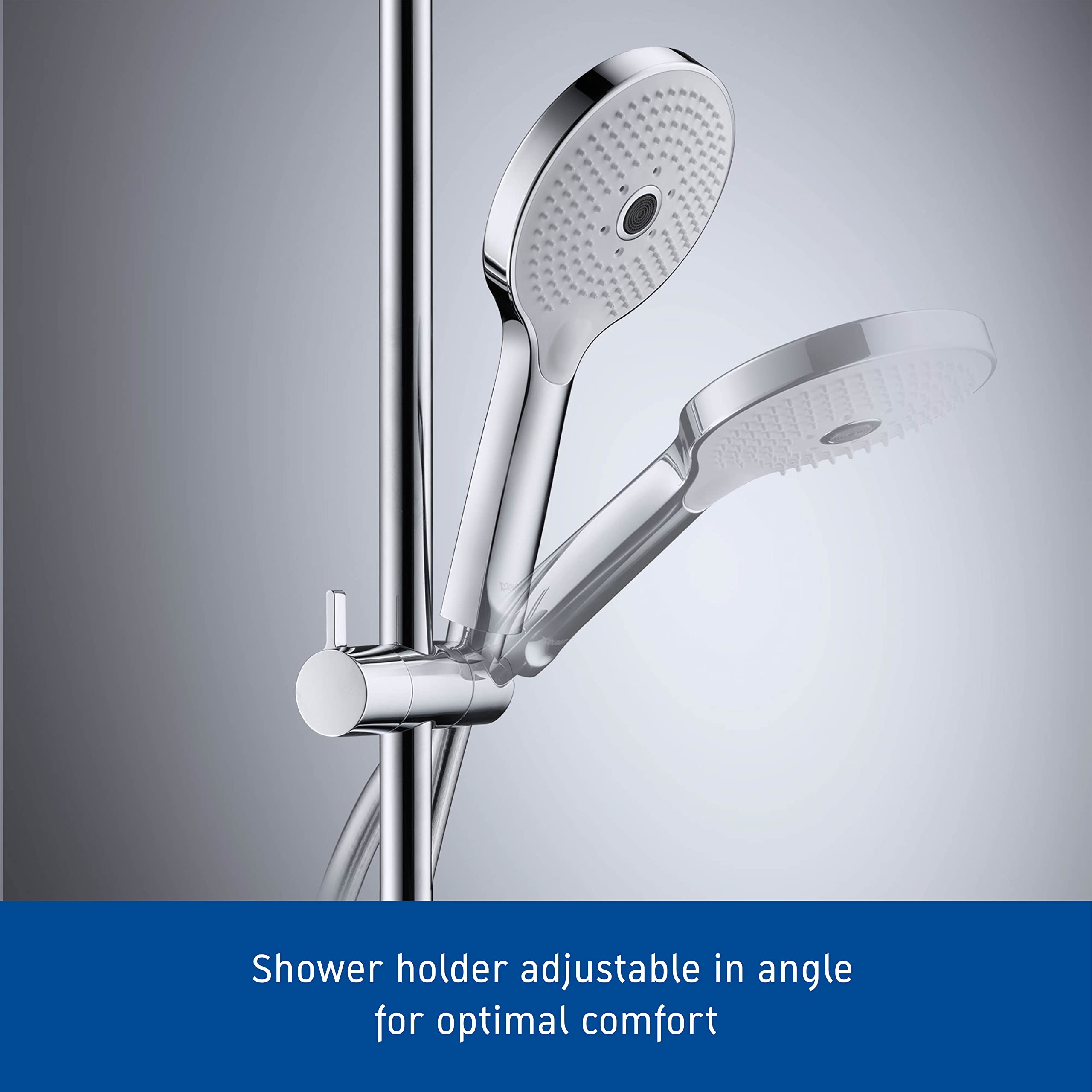 Duravit Universal barra de ducha, con soporte de teleducha regulable en altura, barra ducha variable (900 mm), cromo