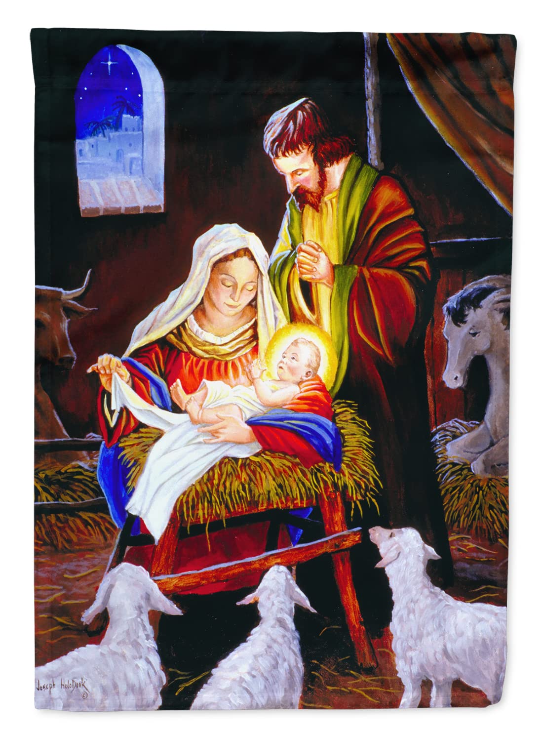 Drapeau Nativité extérieur résistant au vent grand format double face pour maison