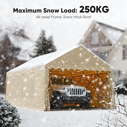 Miniatura 4 de Quictent Toldo de cochera resistente de 13 x 20 pies, toldo movible para automóvil, carpa retráctil, tienda de campaña para automóvil, refugio de
