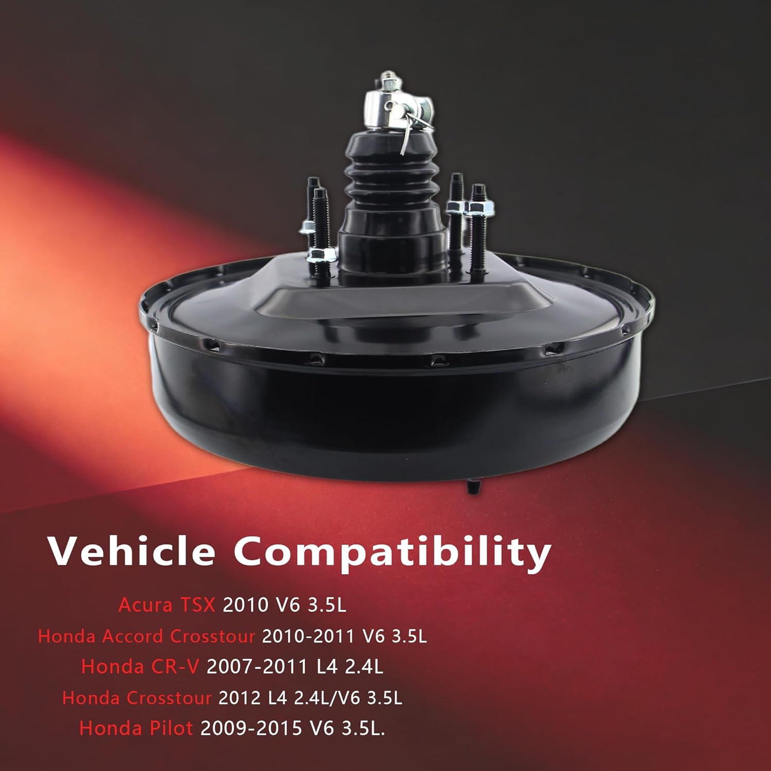 53-4937 Vacuum Power Brake Booster, Compatible with Honda Accord Crosstour 2010-2011 Crosstour 2012 Pilot 2009-2015 Cr-V 2007-2011 Acura Tsx 2010 3.5L V6 2.4L L4 01469SWAA00, BXFBA-533