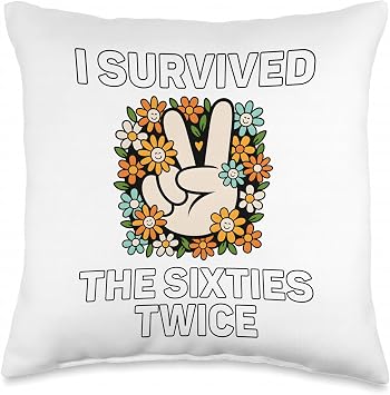 I Survived The Sixties Twice Throw Pillow