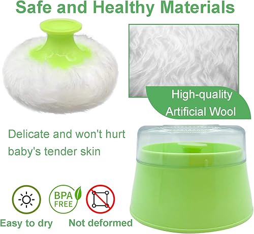 Miniatura 4 de Caja de soplo de polvo de bebé sin BPA, grande de 2.8 pulgadas, estuche de polvo esponjoso para después del baño, contenedor de polvo de