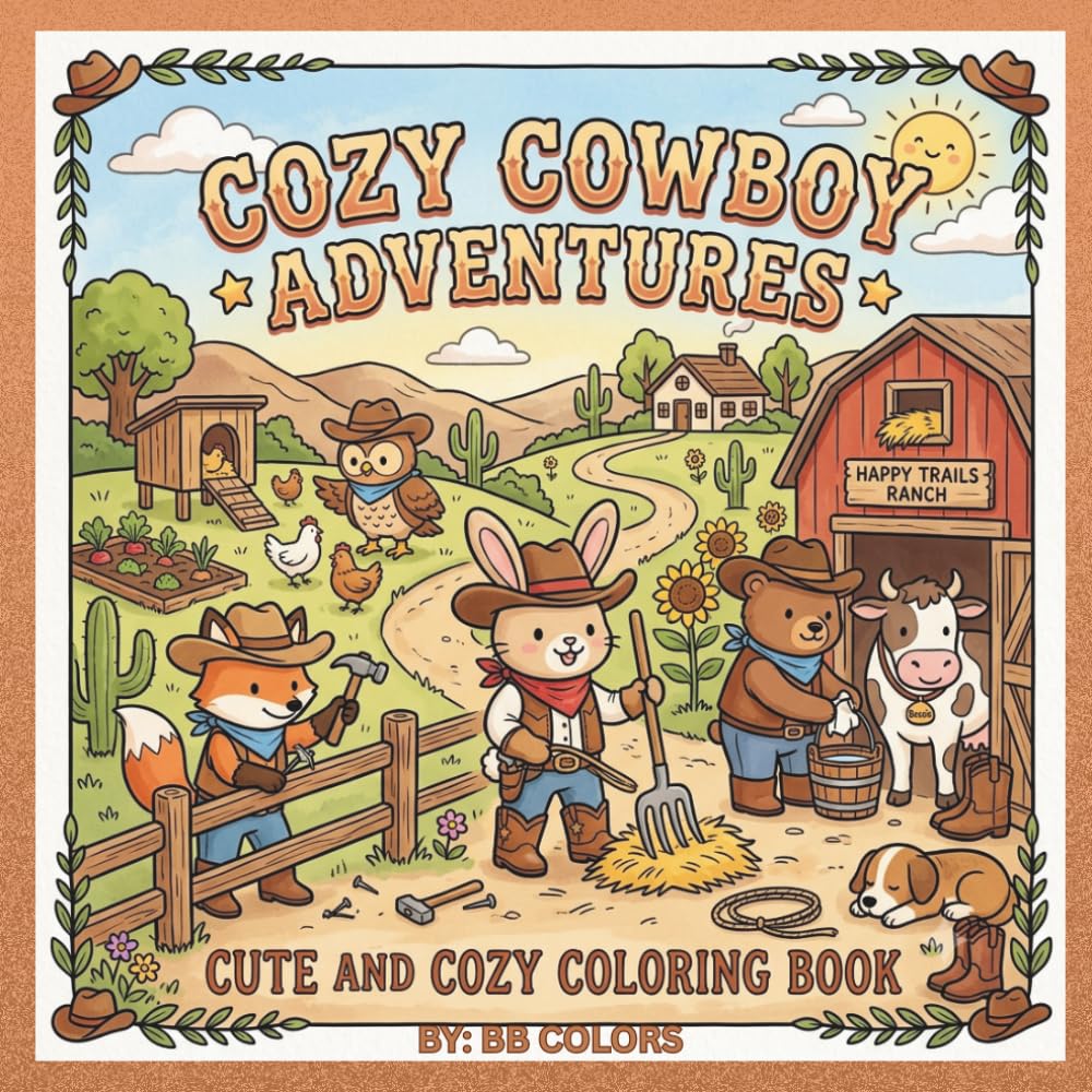 COZY COWBOY ADVENTURES: CUTE AND COZY COLORING BOOK