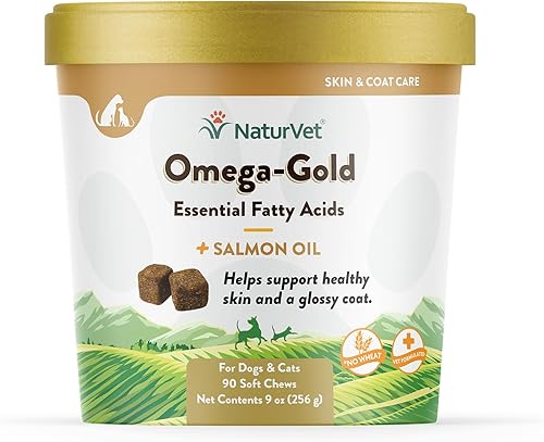 Aceite de salmón para perros Naturvet Omega-gold Plus mordida suave fabricado en Estados Unidos