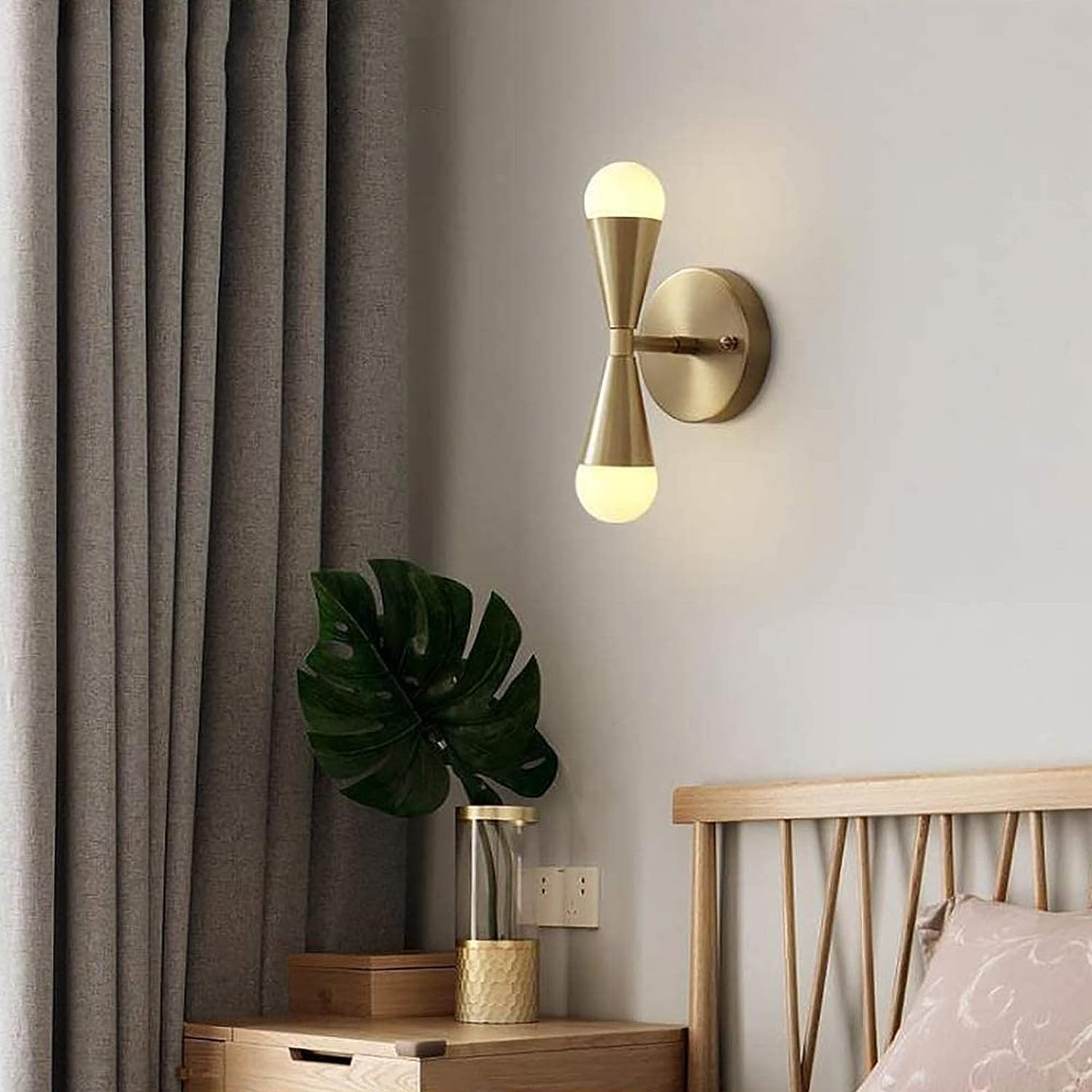 JKJZSALJ Wall Light Modern Lamp 2-Light Double Head H65 Copper Fixture Indoor Brushed Brass,Chandelier