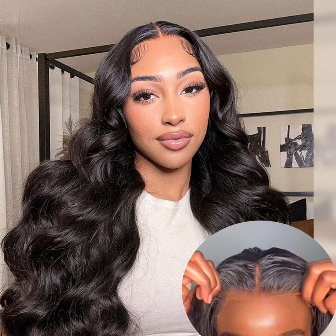 Glueless Wigs Human Hair Pre Plucked Wear and Go Glueless Wig Upgraded No Glue Pre Cut HD 4x4 Lace Closure Wigs for Black Women Body Wave Lace Front Wigs for Beginners 18 Inch