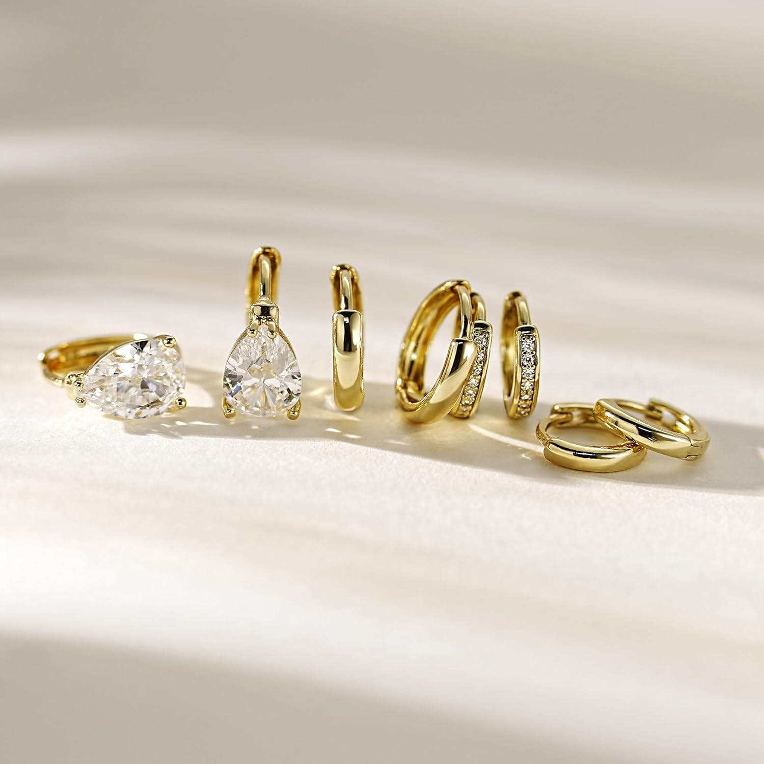 4Pairs Statement Gold Hoop Earrings for Women Trendy,Surgical Steel Gold Plated Hoop Hypoallergenic Earrings Set,Titanium Hoops Earring Stacks,CZ Cartilage Huggie Hoops Earring Gifts for Girlfriend - Image 2